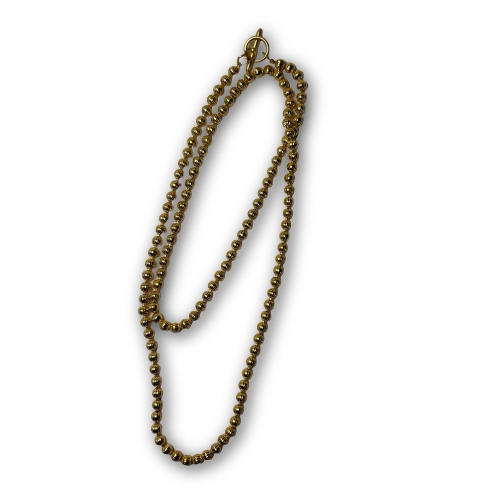 Estate Gold-Tone Ribbed Bead Necklace with Toggle Clasp